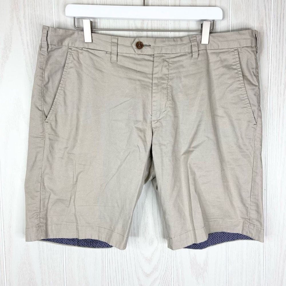 Ted Baker London Men's Beige Micro Geometric Print Chino Shorts Size 36R